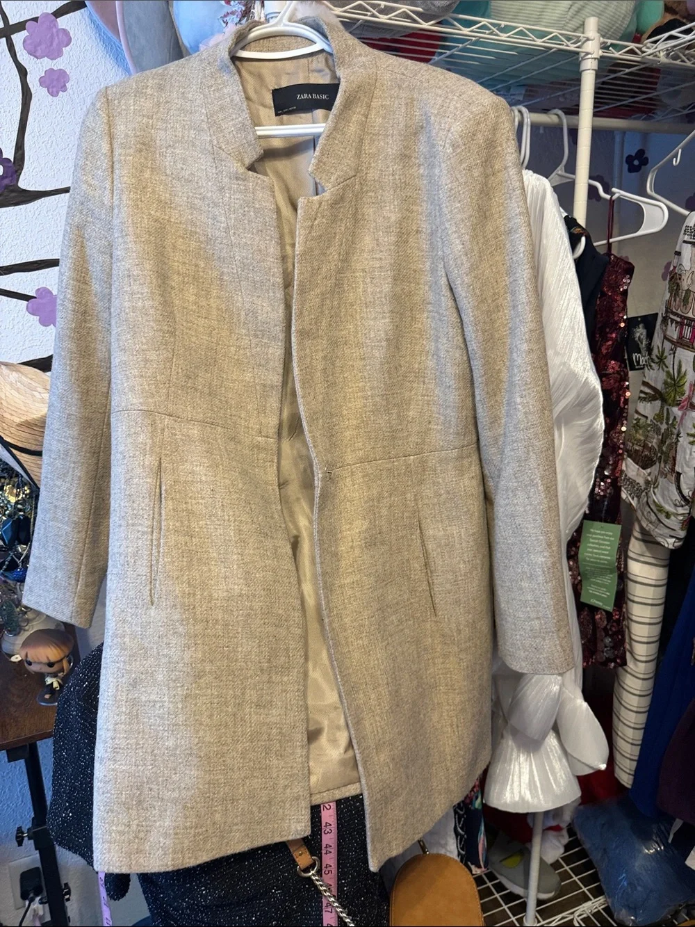 Zara Beige Collarless Trench Coat